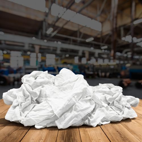 SupremePlus 10 lbs. Recycled White T-Shirt Rags Box - Bulk Shop Towels for Oil, Paint & Auto Cleaning