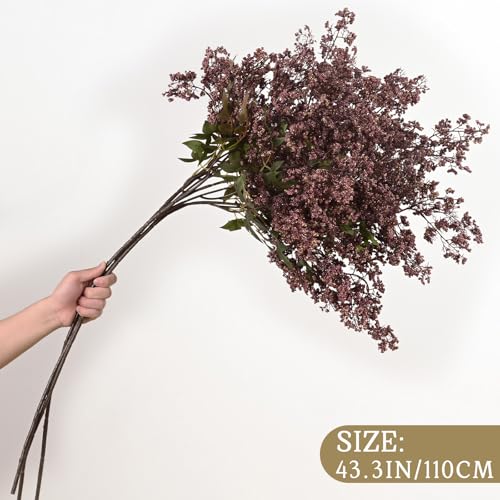 Artificial Berry Stems - Dusty Plum, 43 Inch Faux Nandina Fall Decor, 3 Pack
