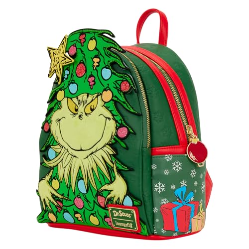 Dr. Seuss Grinch Holiday Mini Backpack - Faux Leather, Light-Up Star