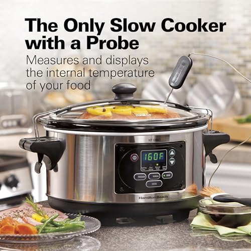 Hamilton Beach Stainless Steel 6-Quart Programmable Slow Cooker Set & Forget