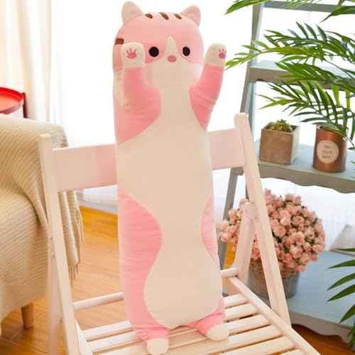 Long Cat Plush Pillow - Super Soft Kitty Body Pillow, Cute Animal Hugging Pillow for Kids & Adults, for Cat Lovers(70cm/27.55inch,Pink