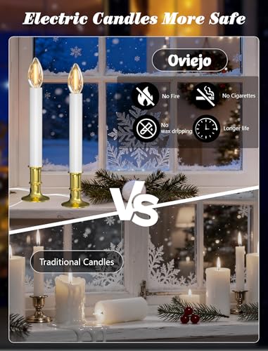 Led Window Candles with Sensor Dusk to Dawn Electric Corded,Electric