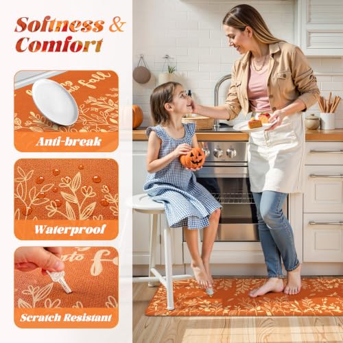 Fall-Inspired Anti-Fatigue Kitchen Mat with Cushioned Support and Non-Slip Backing