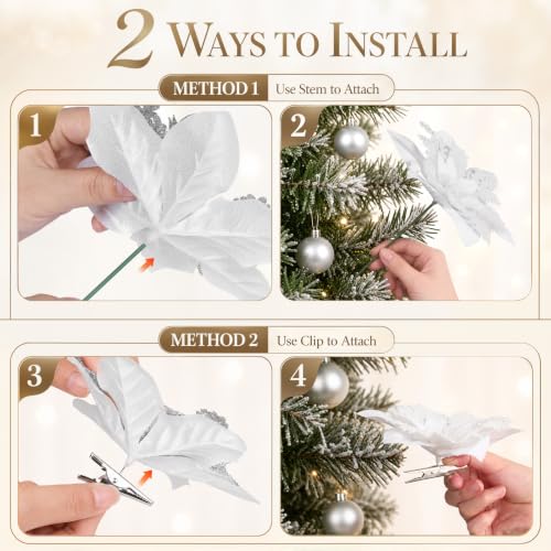Alupssuc 24Pcs 6"&9" Artificial Poinsettia Christmas Flowers for Xmas