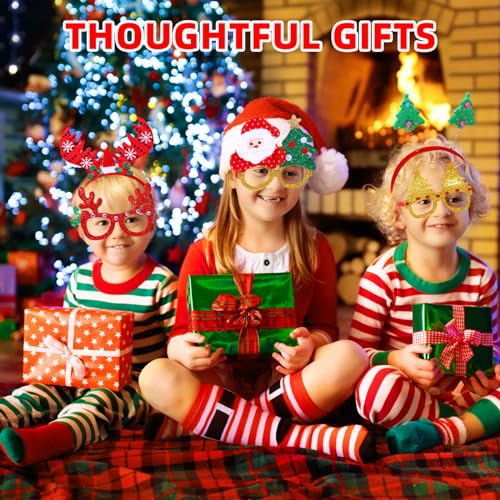 Christmas Headbands & Glasses Set - Holiday Costume Accessories for Parties