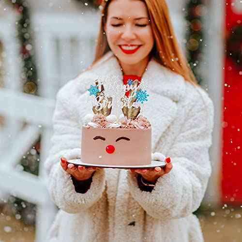 1Pcs Snowflake Happy Birthday Cake Topper Winter Wonderland Frozen Cake Topper Decoration Snowflake Party Supplies Blue