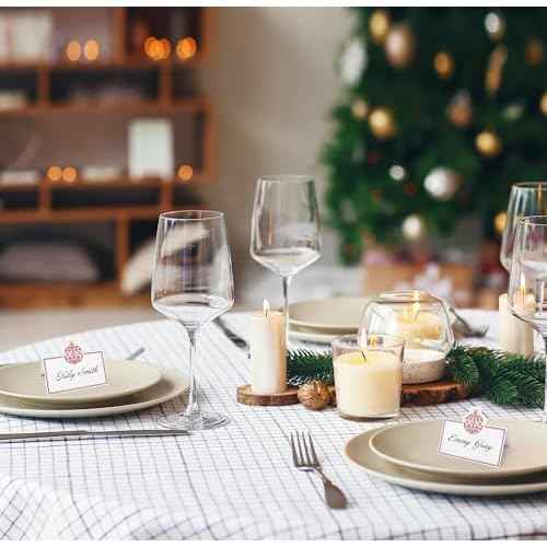 Gift Boutique 100 Pack Christmas Place Cards Holiday Seating Name Card Die Cut Xmas Ornement Bell Table Setting Folded Paper Tent Cards for Dinner Wedding Tables Placement Party Decorations 2" x 3.5"
