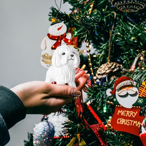 Jetec Malta Angel Dog Memorial Christmas Ornament with Gold Wings, Hanging Memorial for Tree