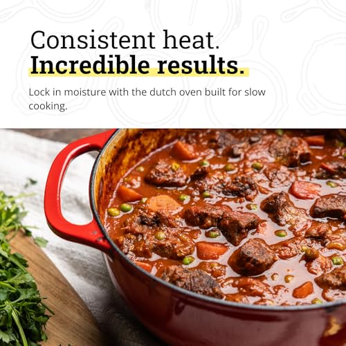 Lodge Essential Enamel Cast Iron Dutch Oven 6 Quart Island Spice Red
