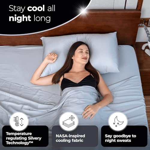 Cool Gray Satin Pillowcases Set – 2 Pack Queen Silvery Technology™ for Hair & Skin