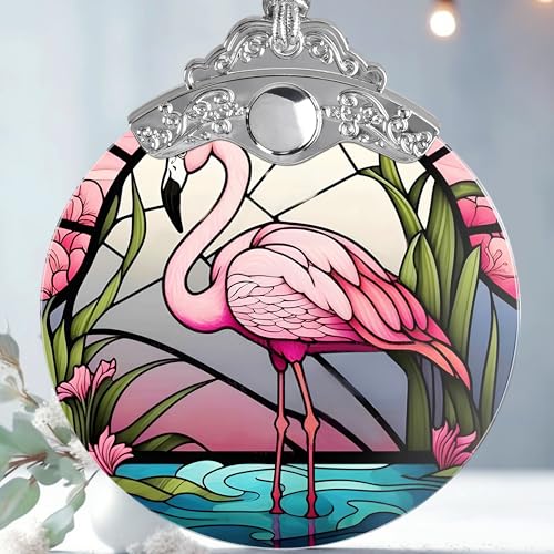 Jocidea Glass Flamingo Christmas Ornament, Holiday Decorations and