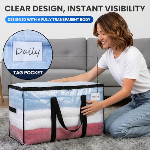 TAILI 10 Pack Clear Extra Large Moving Storage Bags with Visible Window
