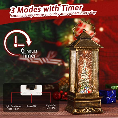 Snow Globe Christmas Lantern Decorations, Musical with Swirling