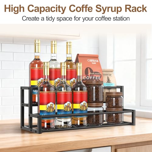 Expandable Coffee Syrup Organizer, Enlarged 6-12 Bottles Stand