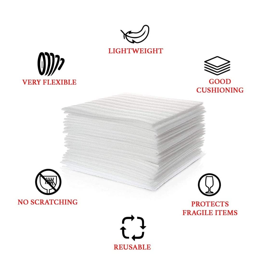 12”x12” Foam Wrap Sheets for Packing Moving Supplies, Cushion Foam Wrap Packing Foam for Dishes, China, Glassware 50 Pack