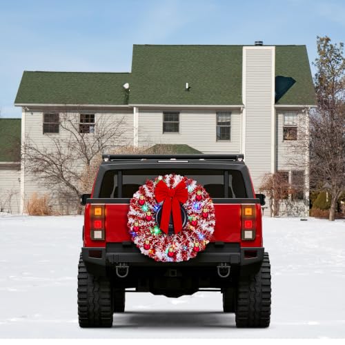 Wavwavw Christmas Car Spare Tire Wreath LED Garland - Red & White (DIY Kit)