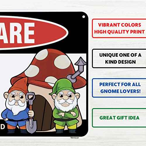 Venicor Gnome Sign Decor - 8 x 12 Inches - Aluminum - Funny Gnome Gifts for Women - Gnome Decorations for Home Stuff