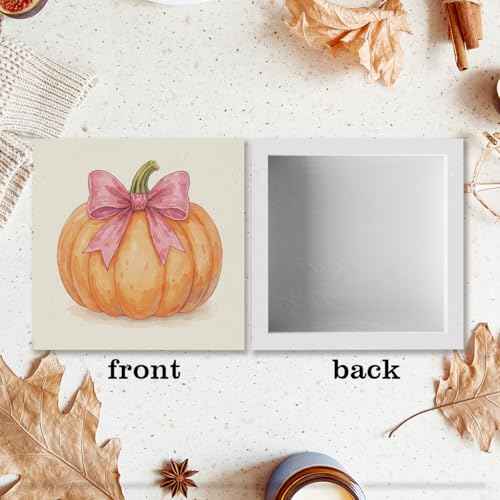 Pink Bows Fall Pumpkin Decor Fall Room Table Decor Sign Decorations for Room Living Room Bathroom Bedroom Kitchen Desk Thanksgiving Decorations
