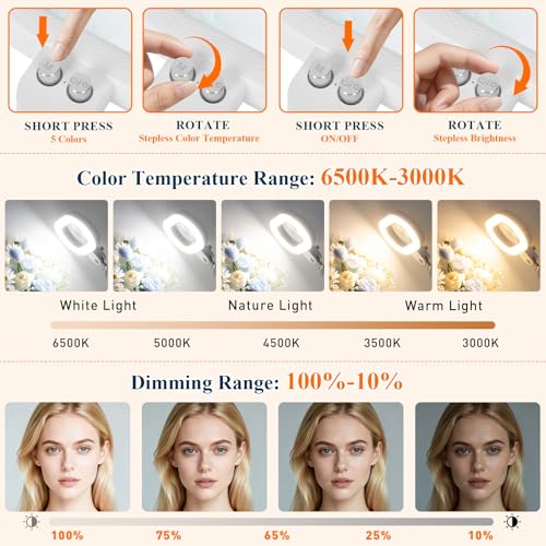 KUVRS White 12X Esthetician Floor Magnifying Lamp with 3-Axis Adjustable Head