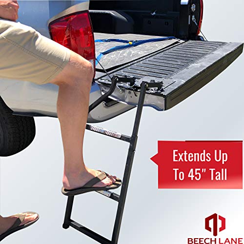 Universal Pickup Truck Tailgate Ladder with Aluminum Step Plates & Rubber Feet