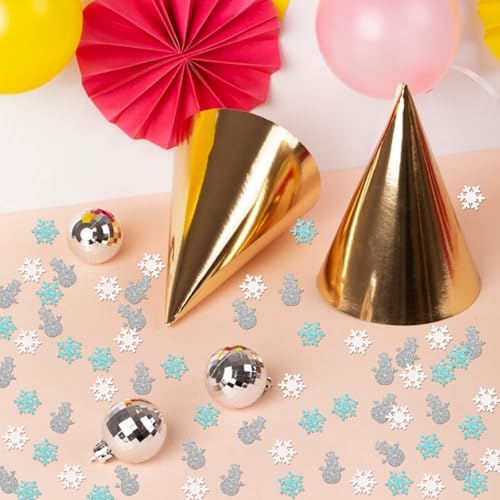 MINUET MINUTE Snowman Confetti - Blue Glitter Snowflake Table Scatters, 120 pcs Snowy Holiday Decor (Snow-Blue)
