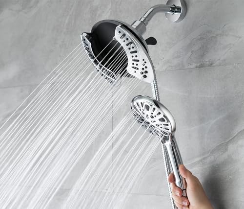 INAVAMZ 2-in-1 Shower Head with Handheld Combo Silver 2.5 GPM, Oval