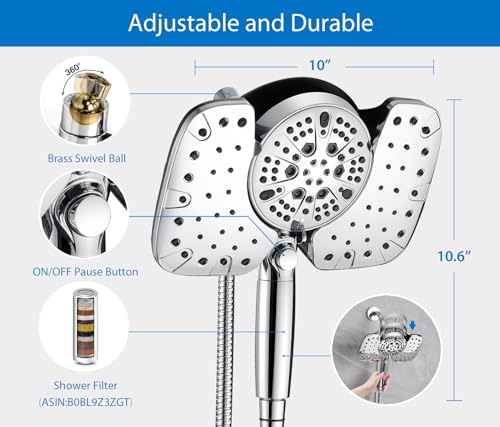 Rain Shower Head with Filter and Handheld Spray Combo Chrome 2.5 GPM - Variation of Chrome / 2.5 GPM