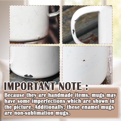 24 Pcs Enamel Camping Coffee Mug 12 oz White with Silver Rim - Durable & Lightweight