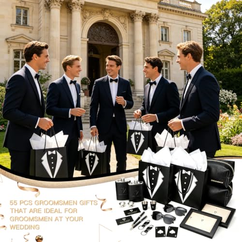 Black 84-Piece Groomsmen Gifts Set for Wedding Party - 7 Sets