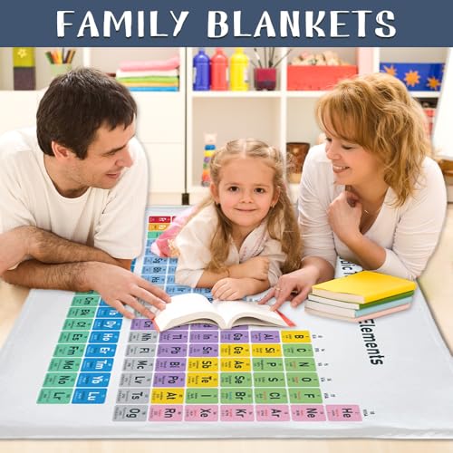 Periodic Table Elements White Microfiber Flannel Throw Blanket 60x50 for Teen — Padumuttara