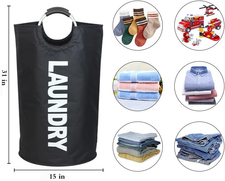 Regine Switzerland 90L Waterproof Laundry Basket - Durable Hamper with Foam Handles | Black, 2 Pack