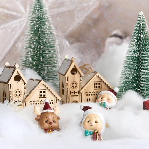 Christmas Fake Snow Decor, Artificial Cotton Snow, White Faux Fluffy Winter Decorations for Village Display, Nativity Set, Xmas Tree and Crafts (5.6oz/ 160g)