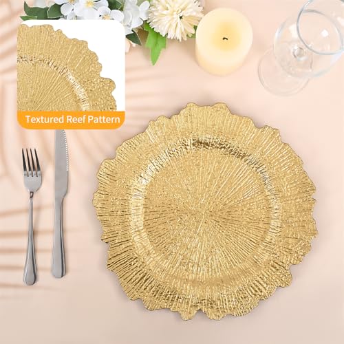 24 Pcs Gold Reef Charger Plates 13-inch Decorative Tableware Set