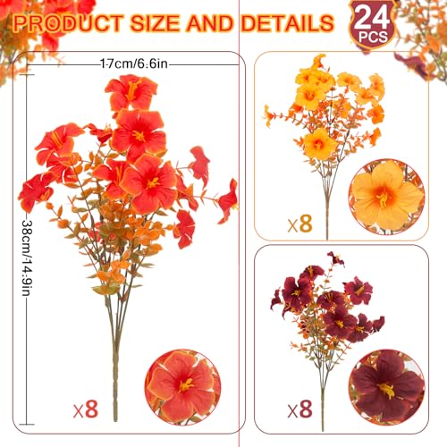 Artificial Fall Hanging Basket Set with 24 Petunias - Orange, Outdoor Decor