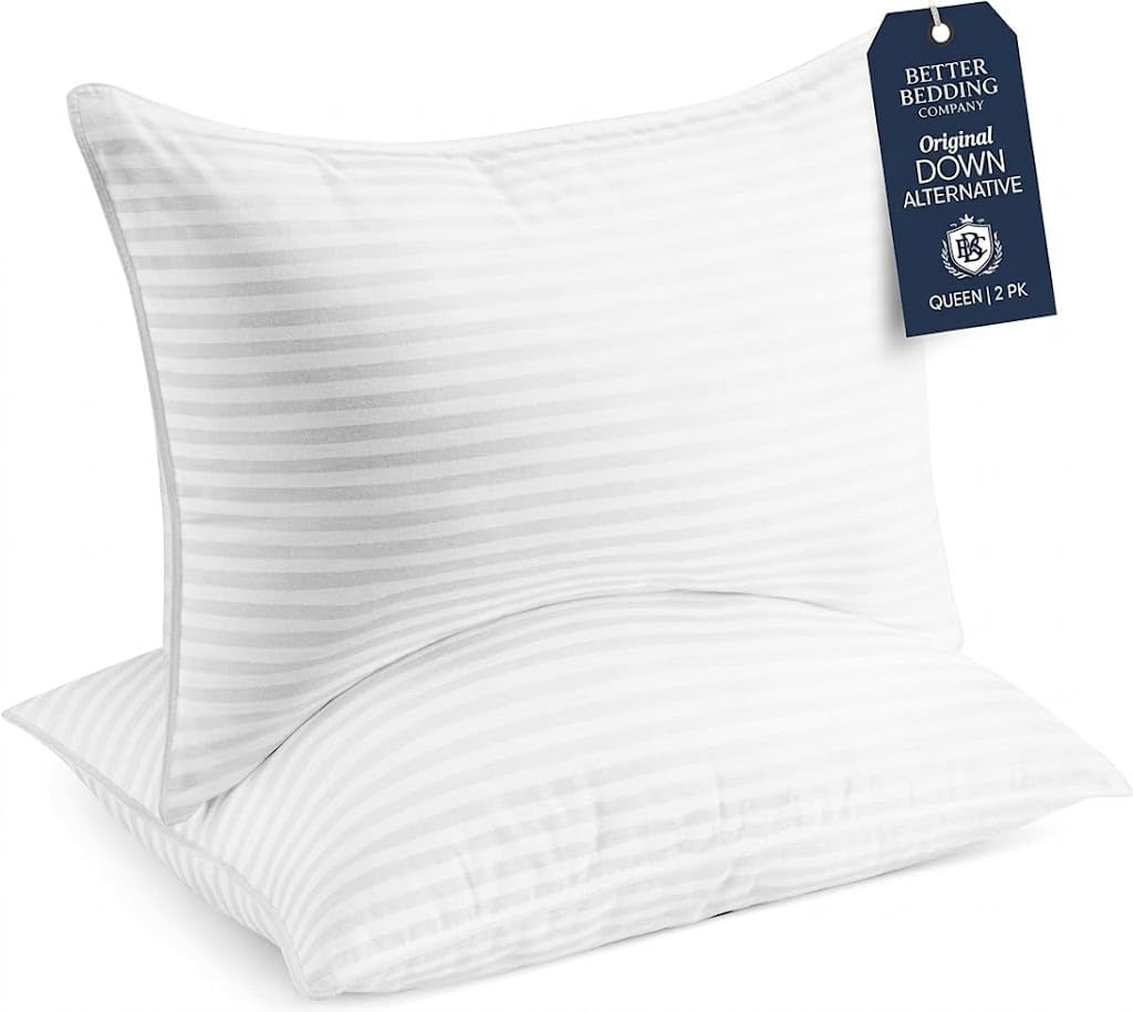 Regine Switzerland Down Alternative Bed Pillows - Soft Plush Hotel Quality Set of 2 | Standard/Queen Size for All Sleep Positions