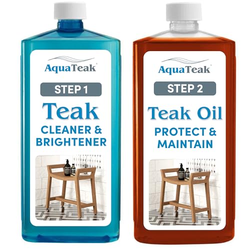 Teak Care Kit with Oil, Cleaner & Brightener for Outdoor & Indoor Furniture