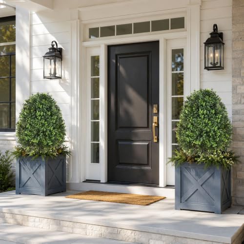 Upgraded 28.5 Inch Faux Boxwoods for Outdoor Planters UV Resistant Topiary Set