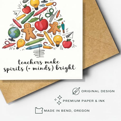 Podagree Teacher Christmas Card XS4 Spirits Bright - Classroom Thanks Gift
