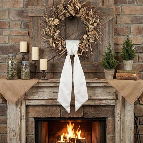 White Rhinestone Wreath Sash 54x5 Inch Double Pack for Door Decor, Wedding & Holiday