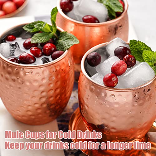 24 Pcs Rose Gold Moscow Mule Mugs 12oz Hammered Copper Steel Cups - Durable & Elegant Drinkware Set