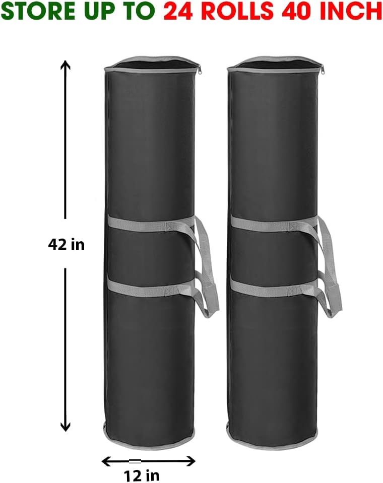 ProPik Wrapping Paper Storage Bag - Heavy Duty Gift Wrap Organizer | Holds 48 Rolls, 40" Long | Black