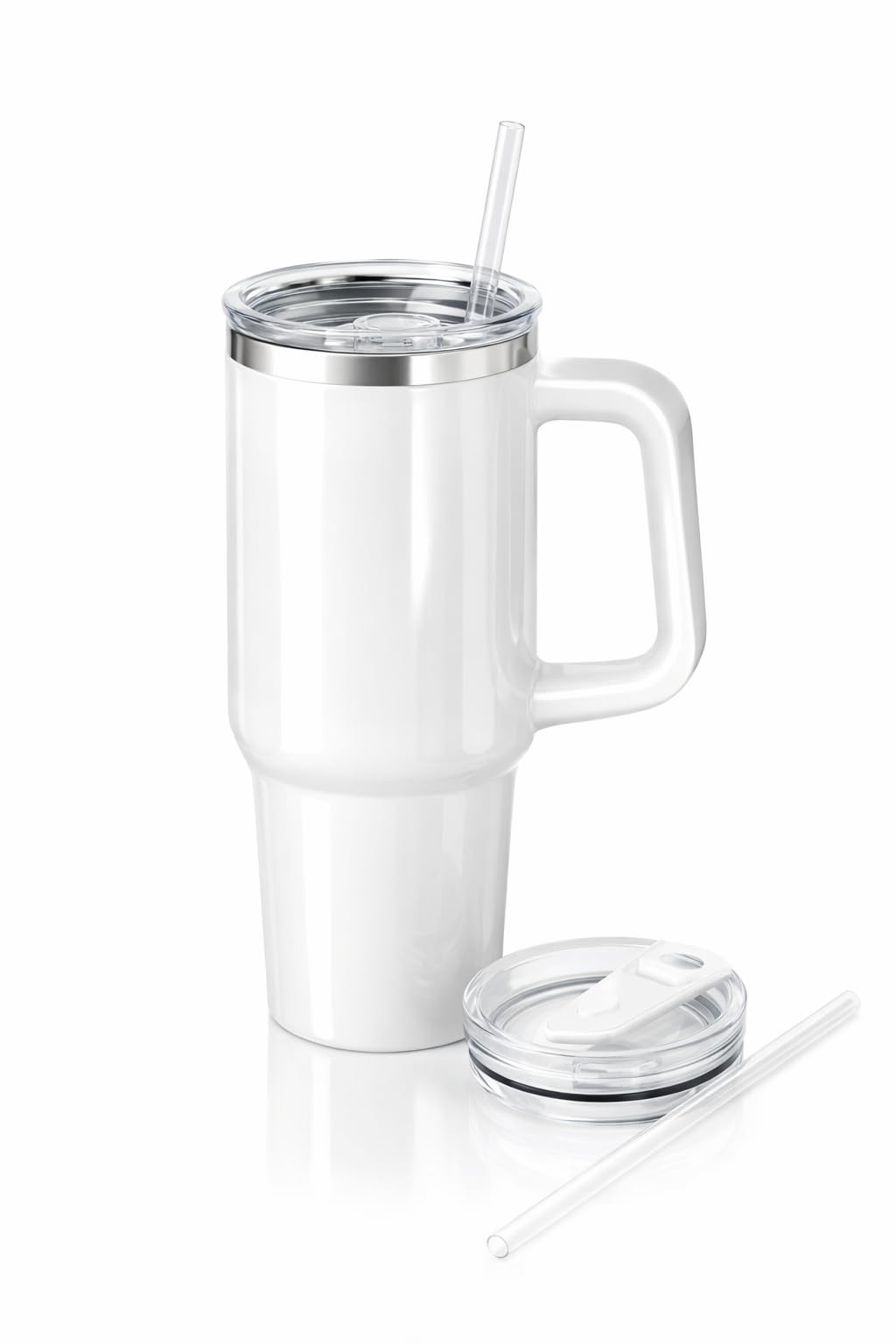 40 oz Stainless Steel Insulated Tumbler With Handle and Straw, Leakproof Lid, Double wall Vacuum Travel Mug, Keeps Drinks Hot and Cold 24h, Large Reusable Water Bottle, Car Cup Holder Friendly.