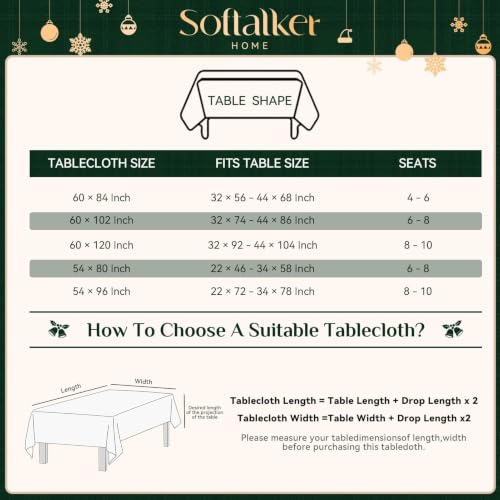 Softalker Green White Plaid Christmas Tablecloth 54 x 80 Rectangular