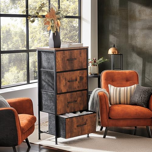Brown 4-Drawer Dresser for Bedroom Storage Organizer - Sweetcrispy