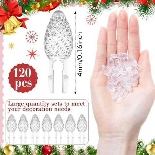 Boao 120 Pcs Ceramic Christmas Tree Replacement Lights Clear Plastic Flame Peg Bulbs Accessories for Ceramic Christmas Trees and DIY Projects (Clear,Small)