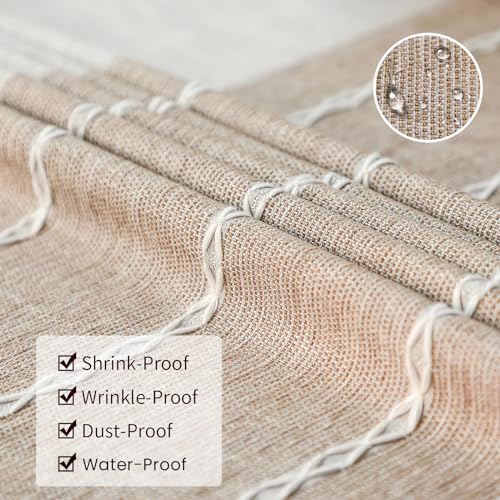 Deep Dream Light Coffee 70" x 55" Waterproof Tablecloth – Rectangular, 4-6 Seats, Wrinkle-Free Linen