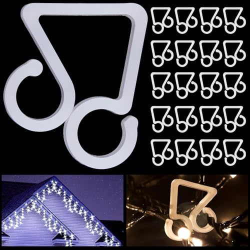 Vikdio 30-Pack Gutter Hooks for Outdoor Lights, White – No-Scratch Clip-On Light Clips