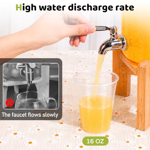 Yellow 1.1 Gallon Glass Drink Dispenser with Wood Stand - Party Beverage Dispenser