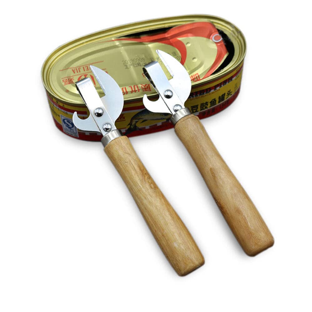 TEAMWILL 2pcs Stainless Steel Traditional Old Fashion Stab Can & Tin Opener and Corkscrew