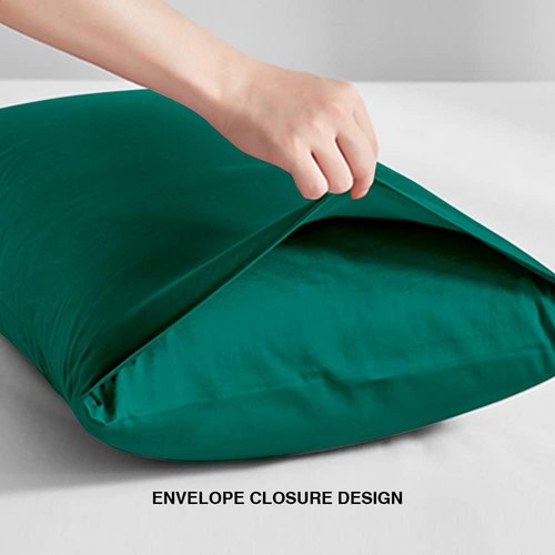 FLXXIE Pillow Cases - Soft Microfiber Queen Pillow Covers | Wrinkle Resistant, 2-Piece Set, Dark Green 20x30
